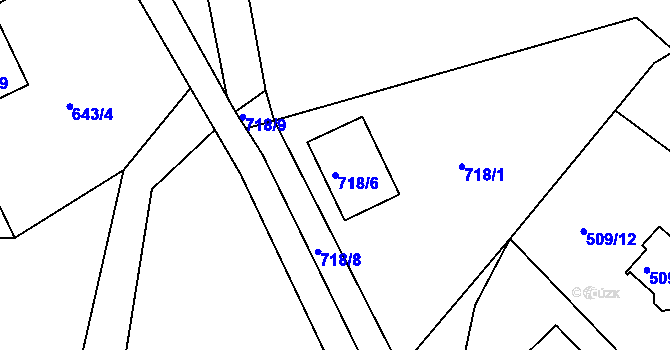 Parcela st. 718/6 v KÚ Svatava, Katastrální mapa