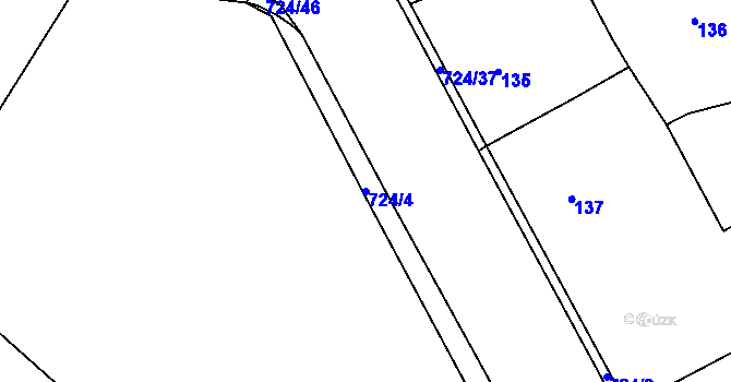 Parcela st. 724/4 v KÚ Svatava, Katastrální mapa