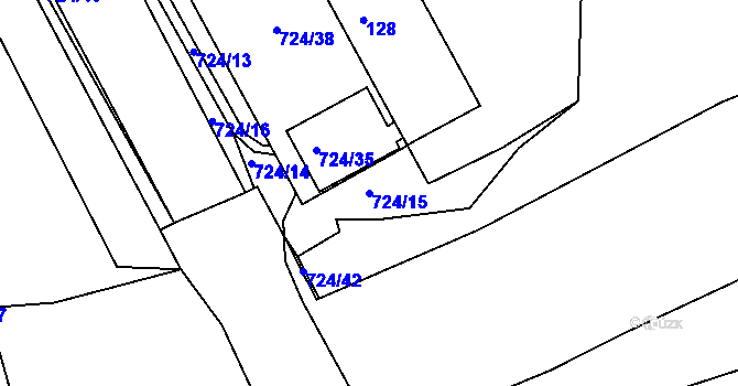 Parcela st. 724/15 v KÚ Svatava, Katastrální mapa