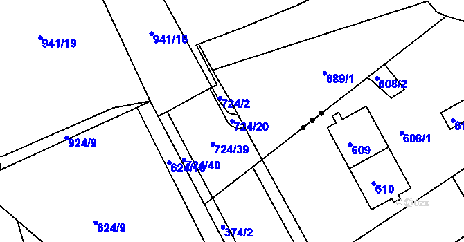Parcela st. 724/20 v KÚ Svatava, Katastrální mapa