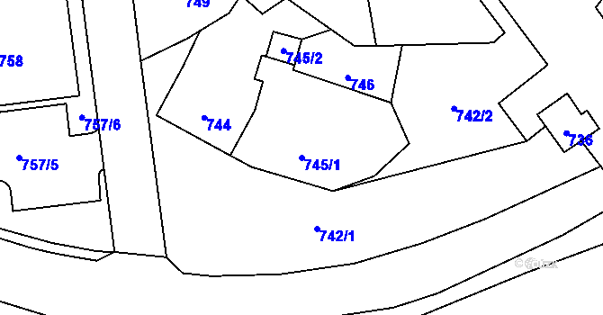 Parcela st. 745/1 v KÚ Svatava, Katastrální mapa