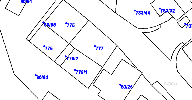 Parcela st. 777 v KÚ Svatava, Katastrální mapa