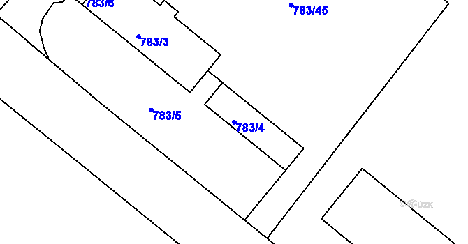 Parcela st. 783/4 v KÚ Svatava, Katastrální mapa