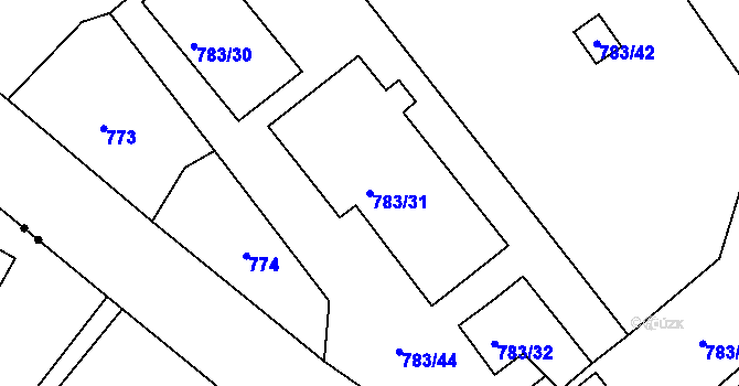 Parcela st. 783/31 v KÚ Svatava, Katastrální mapa