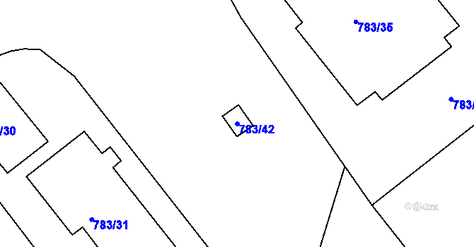 Parcela st. 783/42 v KÚ Svatava, Katastrální mapa