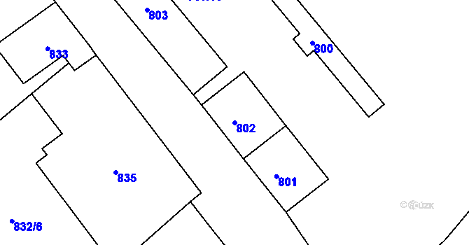 Parcela st. 802 v KÚ Svatava, Katastrální mapa