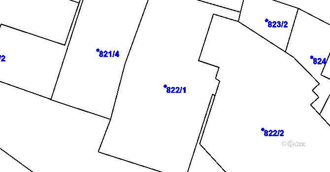 Parcela st. 822/1 v KÚ Svatava, Katastrální mapa