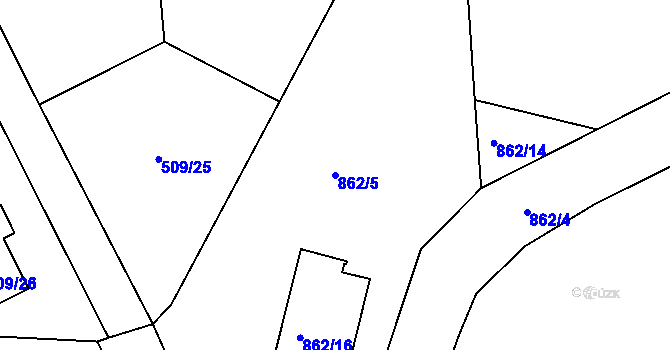 Parcela st. 862/5 v KÚ Svatava, Katastrální mapa