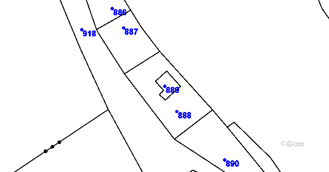 Parcela st. 889 v KÚ Svatava, Katastrální mapa