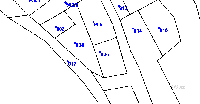 Parcela st. 906 v KÚ Svatava, Katastrální mapa