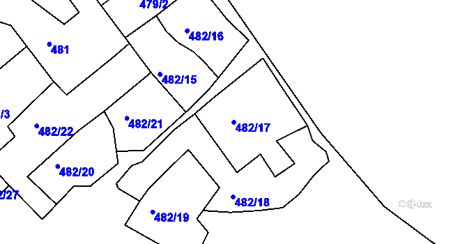 Parcela st. 482/17 v KÚ Svatava, Katastrální mapa