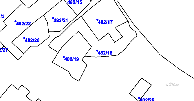 Parcela st. 482/18 v KÚ Svatava, Katastrální mapa