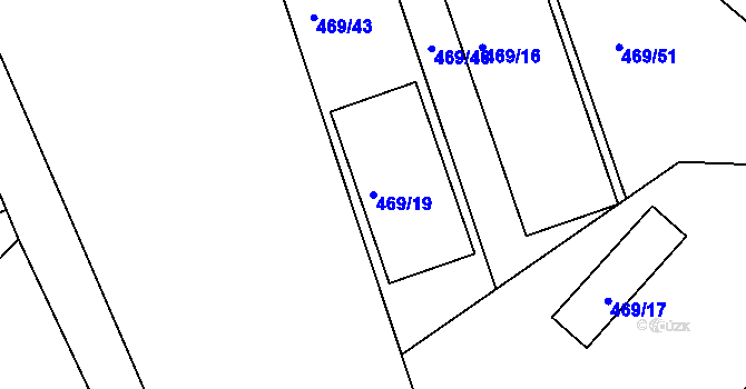 Parcela st. 469/19 v KÚ Svatava, Katastrální mapa