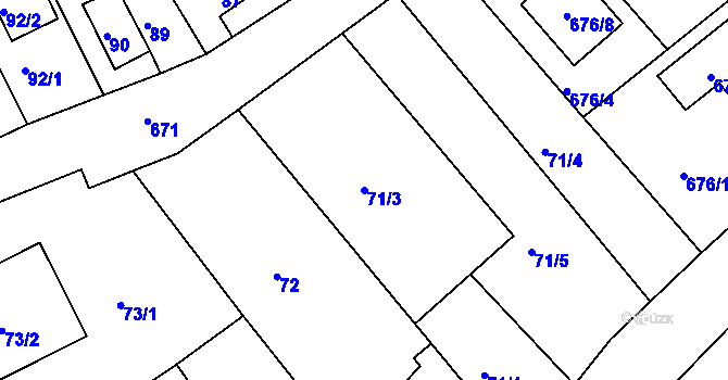 Parcela st. 71/3 v KÚ Svatava, Katastrální mapa
