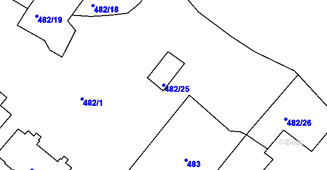Parcela st. 482/25 v KÚ Svatava, Katastrální mapa
