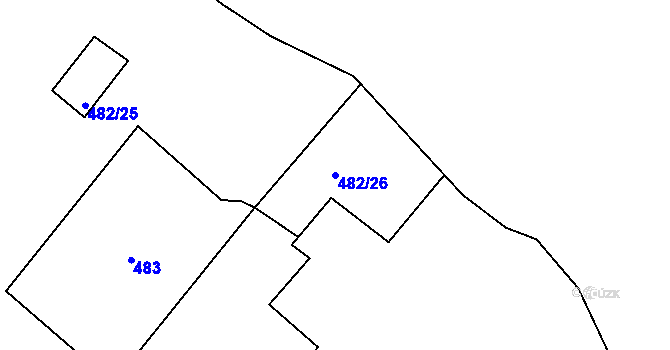 Parcela st. 482/26 v KÚ Svatava, Katastrální mapa