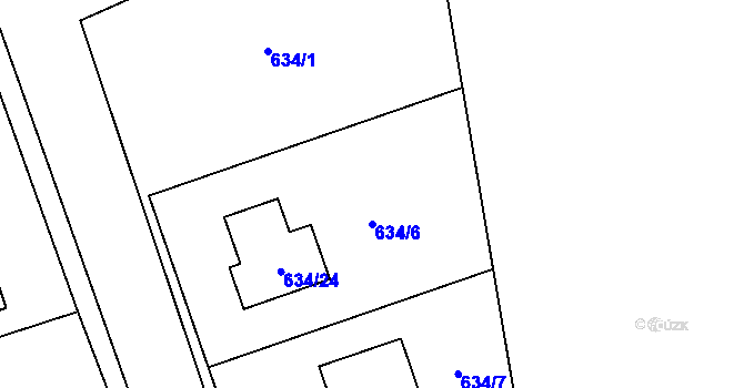 Parcela st. 634/6 v KÚ Svatava, Katastrální mapa