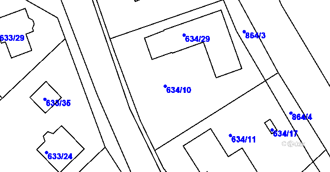 Parcela st. 634/10 v KÚ Svatava, Katastrální mapa