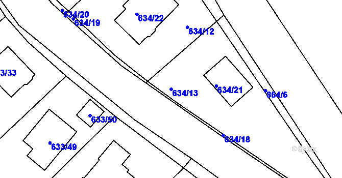 Parcela st. 634/13 v KÚ Svatava, Katastrální mapa