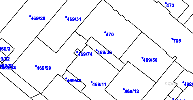 Parcela st. 469/30 v KÚ Svatava, Katastrální mapa