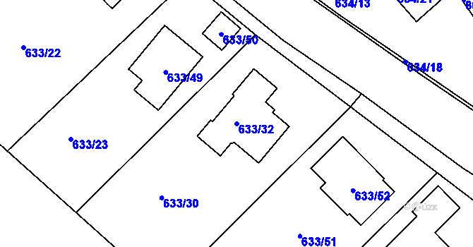 Parcela st. 633/32 v KÚ Svatava, Katastrální mapa