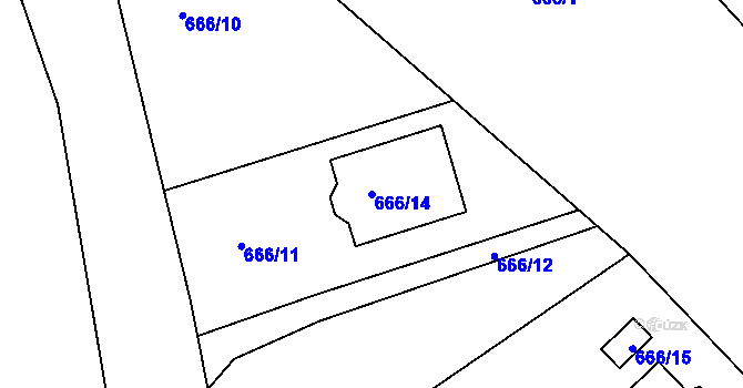 Parcela st. 666/14 v KÚ Svatava, Katastrální mapa