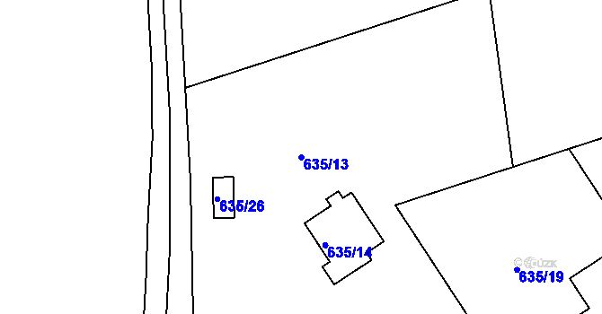 Parcela st. 635/13 v KÚ Svatava, Katastrální mapa