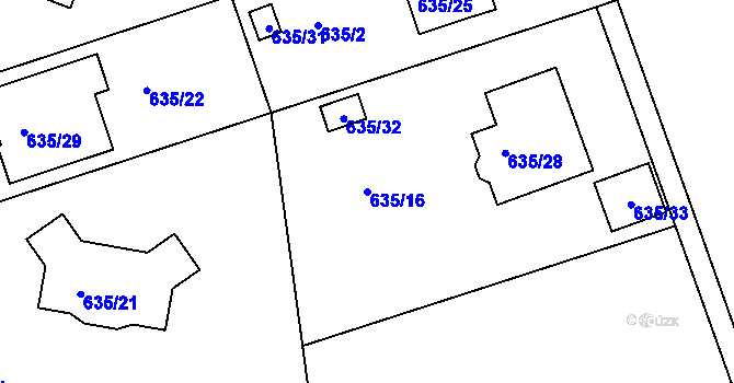 Parcela st. 635/16 v KÚ Svatava, Katastrální mapa