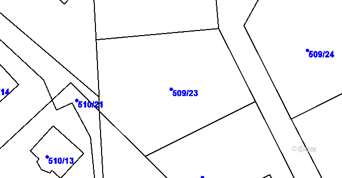 Parcela st. 509/23 v KÚ Svatava, Katastrální mapa
