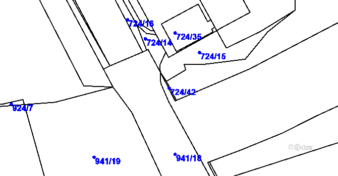 Parcela st. 724/42 v KÚ Svatava, Katastrální mapa