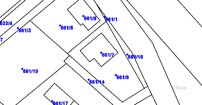 Parcela st. 661/7 v KÚ Svatava, Katastrální mapa