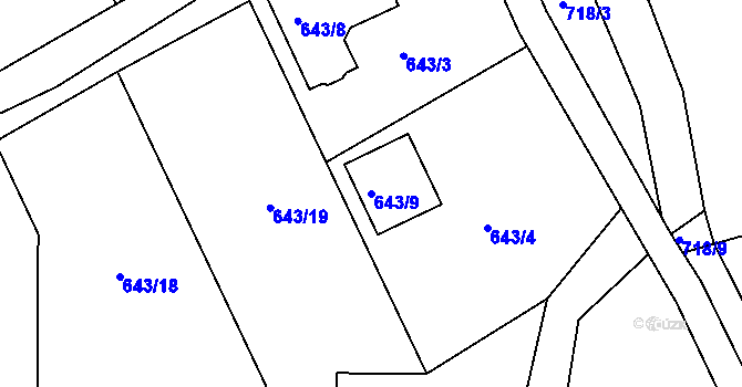 Parcela st. 643/9 v KÚ Svatava, Katastrální mapa