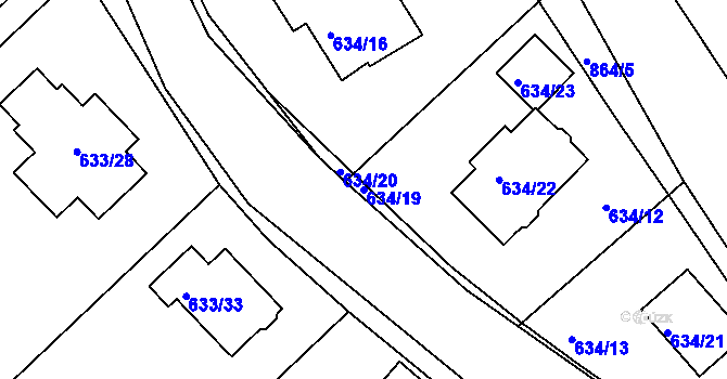 Parcela st. 634/19 v KÚ Svatava, Katastrální mapa