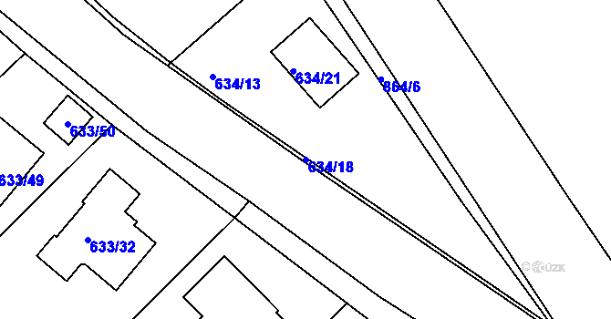 Parcela st. 634/18 v KÚ Svatava, Katastrální mapa