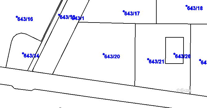 Parcela st. 643/20 v KÚ Svatava, Katastrální mapa