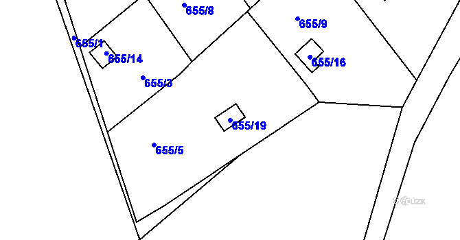 Parcela st. 655/19 v KÚ Svatava, Katastrální mapa