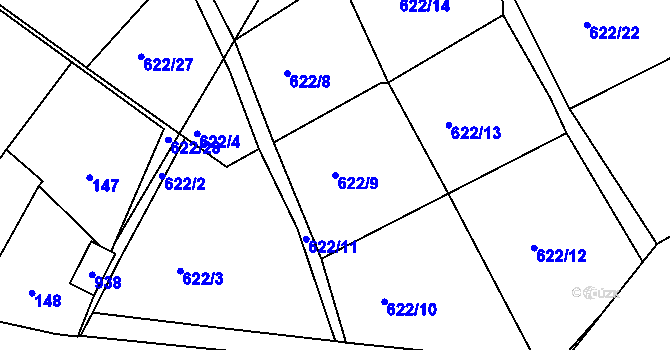 Parcela st. 622/9 v KÚ Svatava, Katastrální mapa