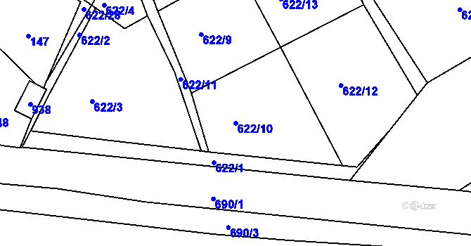 Parcela st. 622/10 v KÚ Svatava, Katastrální mapa