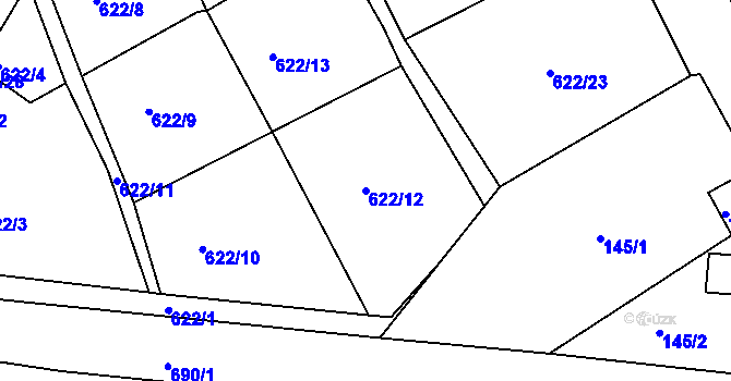 Parcela st. 622/12 v KÚ Svatava, Katastrální mapa