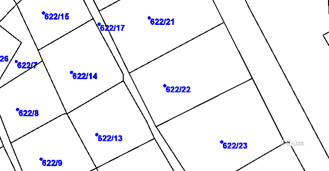 Parcela st. 622/22 v KÚ Svatava, Katastrální mapa