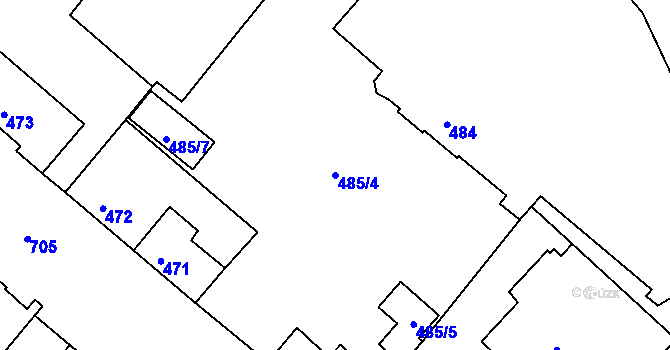Parcela st. 485/4 v KÚ Svatava, Katastrální mapa