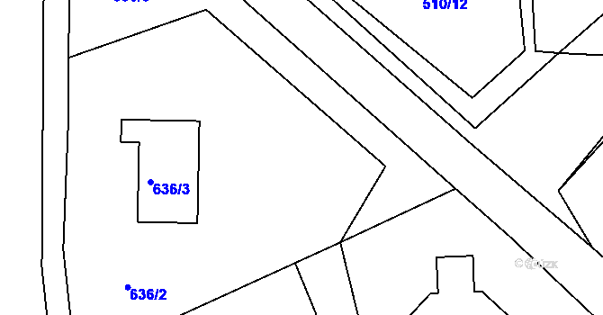 Parcela st. 636/11 v KÚ Svatava, Katastrální mapa