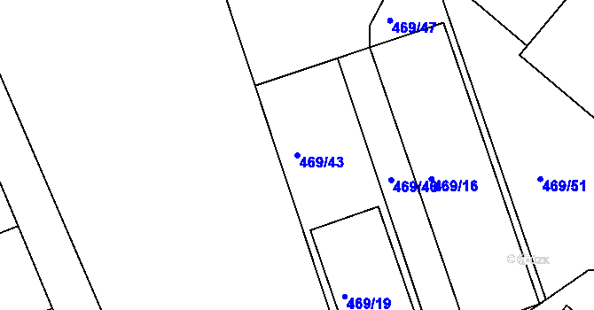 Parcela st. 469/43 v KÚ Svatava, Katastrální mapa
