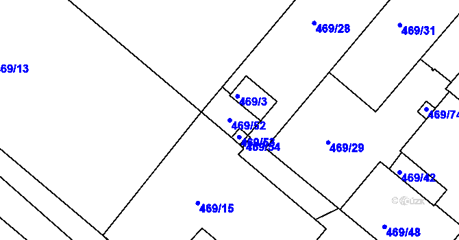 Parcela st. 469/52 v KÚ Svatava, Katastrální mapa
