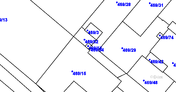Parcela st. 469/53 v KÚ Svatava, Katastrální mapa