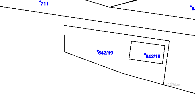 Parcela st. 642/19 v KÚ Svatava, Katastrální mapa