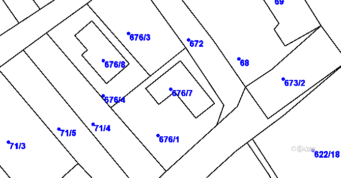 Parcela st. 676/7 v KÚ Svatava, Katastrální mapa