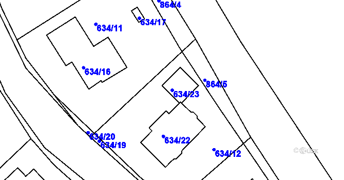 Parcela st. 634/23 v KÚ Svatava, Katastrální mapa