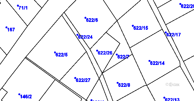 Parcela st. 622/26 v KÚ Svatava, Katastrální mapa