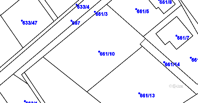 Parcela st. 661/10 v KÚ Svatava, Katastrální mapa